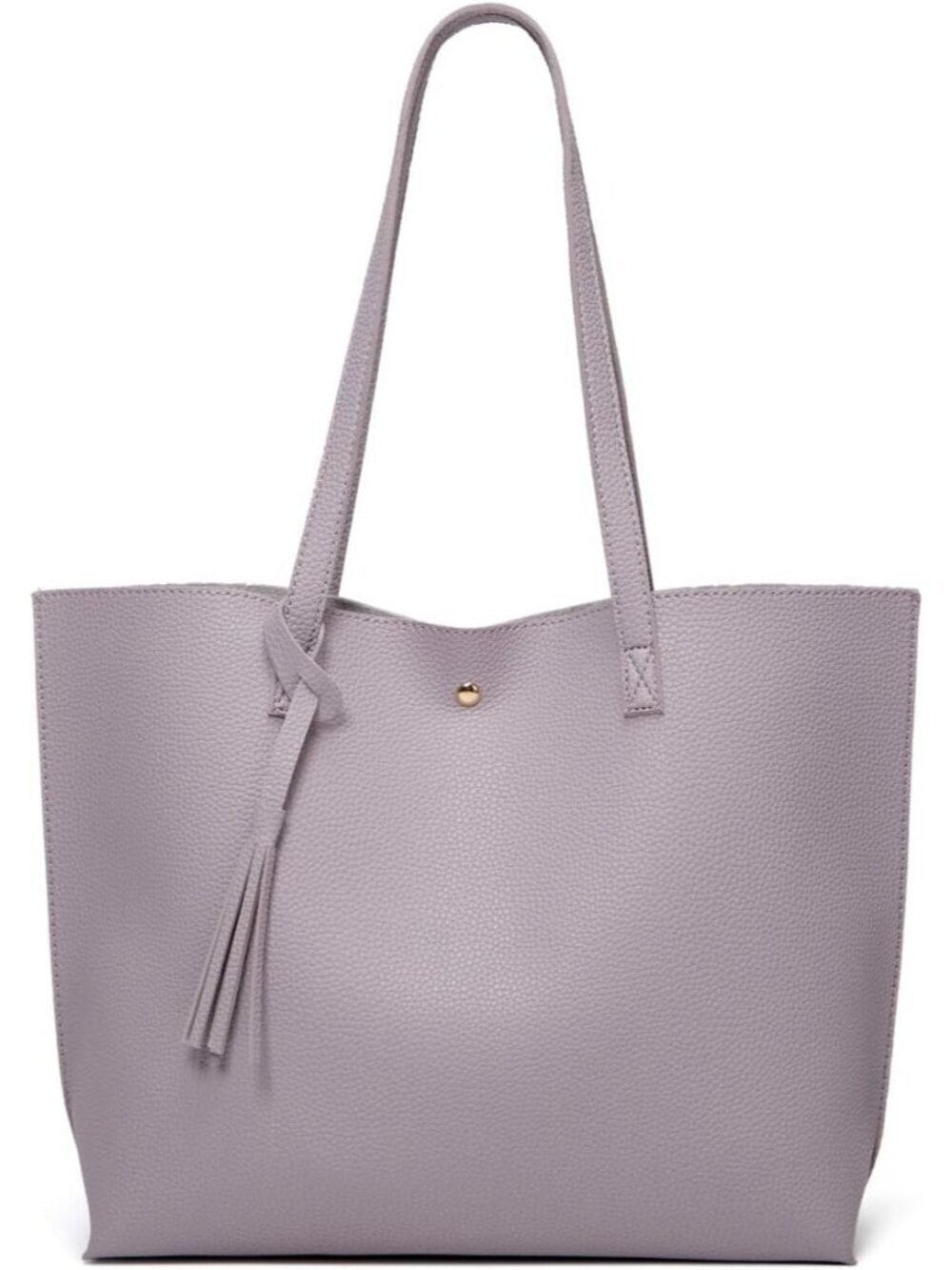 Women's Grey Purple Soft Faux Leather Tassel Style Handbag Tote Shoulder Bag